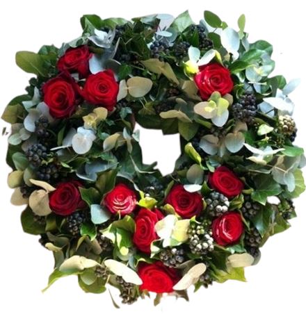 Red Roses and Berry Wreath