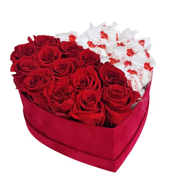Red Roses with Chocolates Box