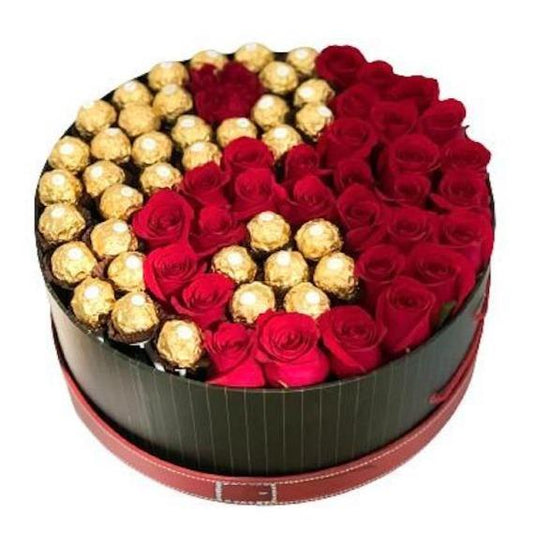 Red Roses with Ferrero Sweet Box