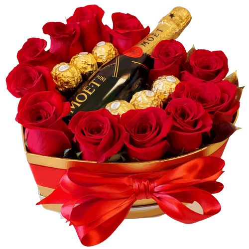 Roses and Champagne Box with Chocolate