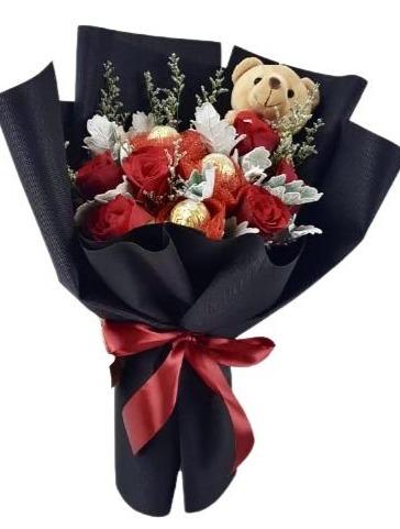 Roses and Chocolate Bouquet with Teddy