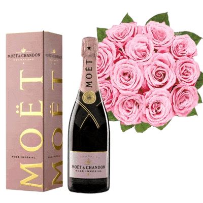 Roses Bouquet with Champagne