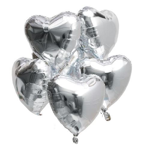 Silver Hearts Gift Helium Balloons
