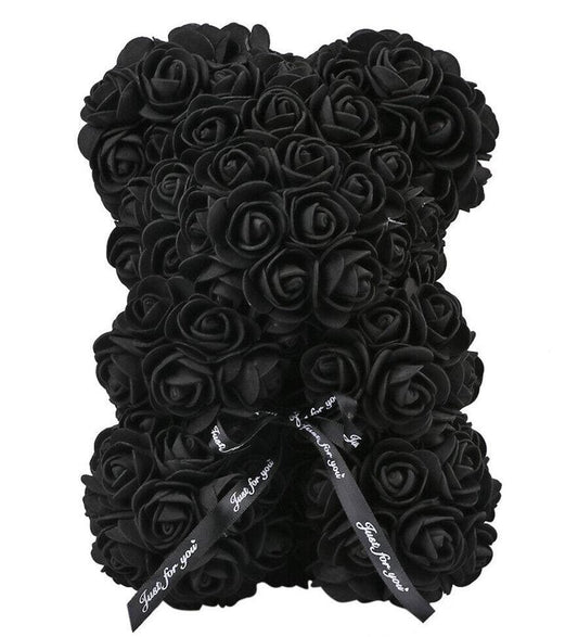 Small Black Rose Flower Teddy Bear