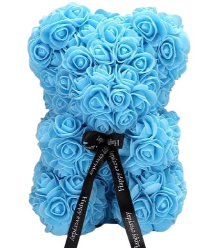 Small Blue Rose Flower Bear