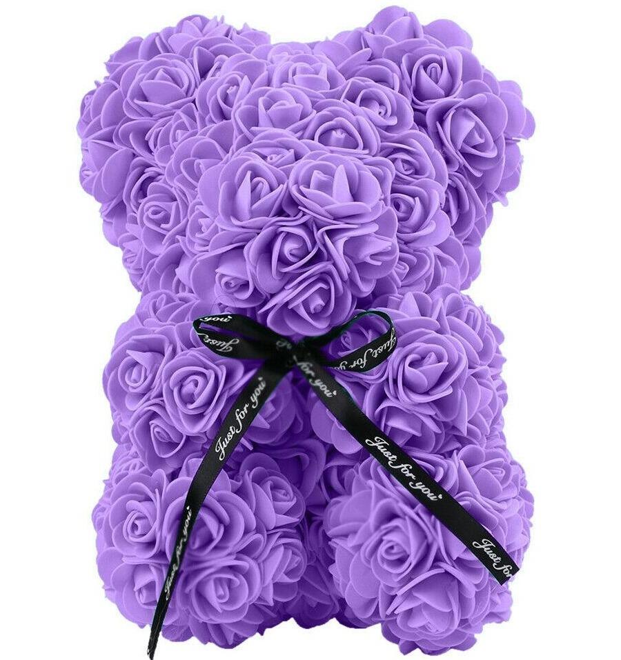 Small Purple Rose Flower Bear