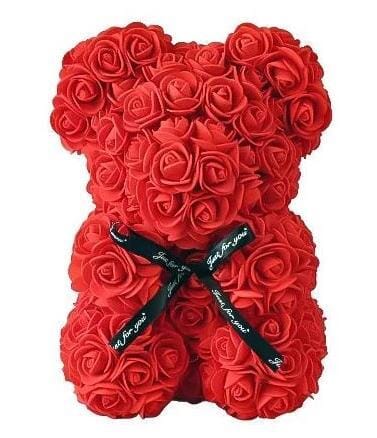 Small Red Rose Forever Flower Teddy Bear