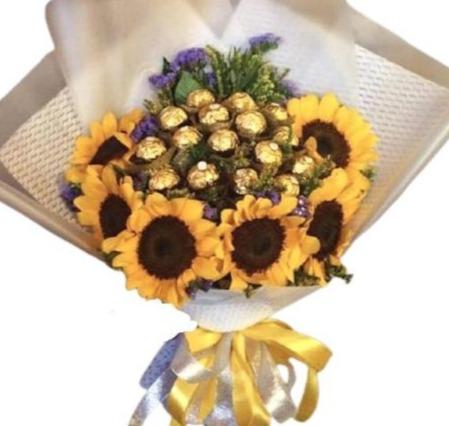 Sunflowers and Chocolates Bouquet