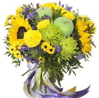 Sunflowers with Apple Bouquet