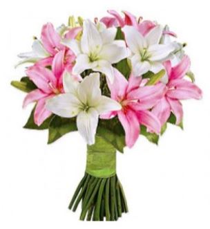 White and Pink Lily Bouquet