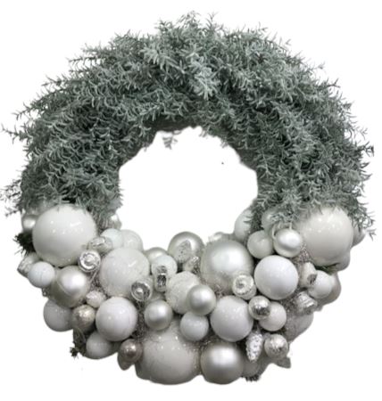 White and Silver Snow Wreath