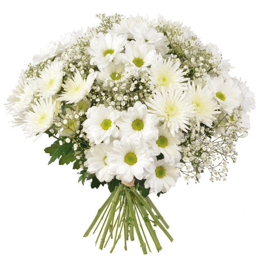 White Chrysanthemum With Gypsophilium Bouquet