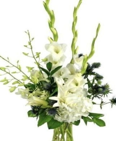 White Gladiolus Bouquet with Eryngium