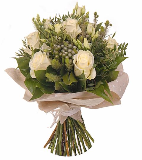 White Roses with Brunia Bouquet