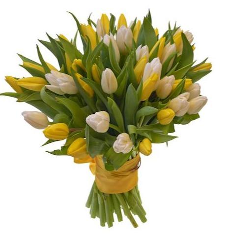 Yellow and White Tulips Bouquet