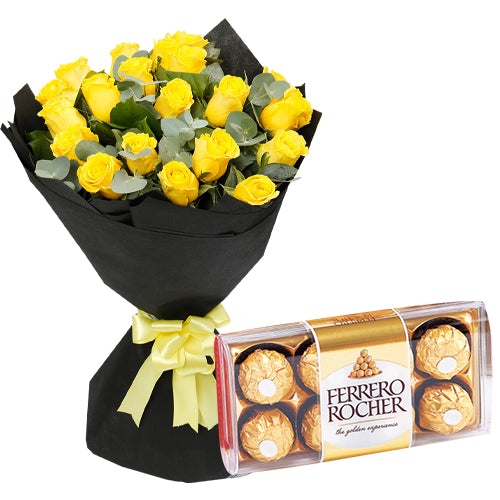 Yellow Roses and Ferrero Rocher