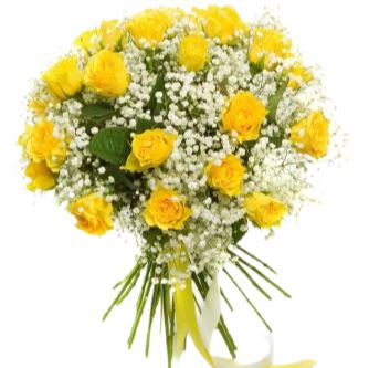Yellow Roses with Gypsophila Bouquet